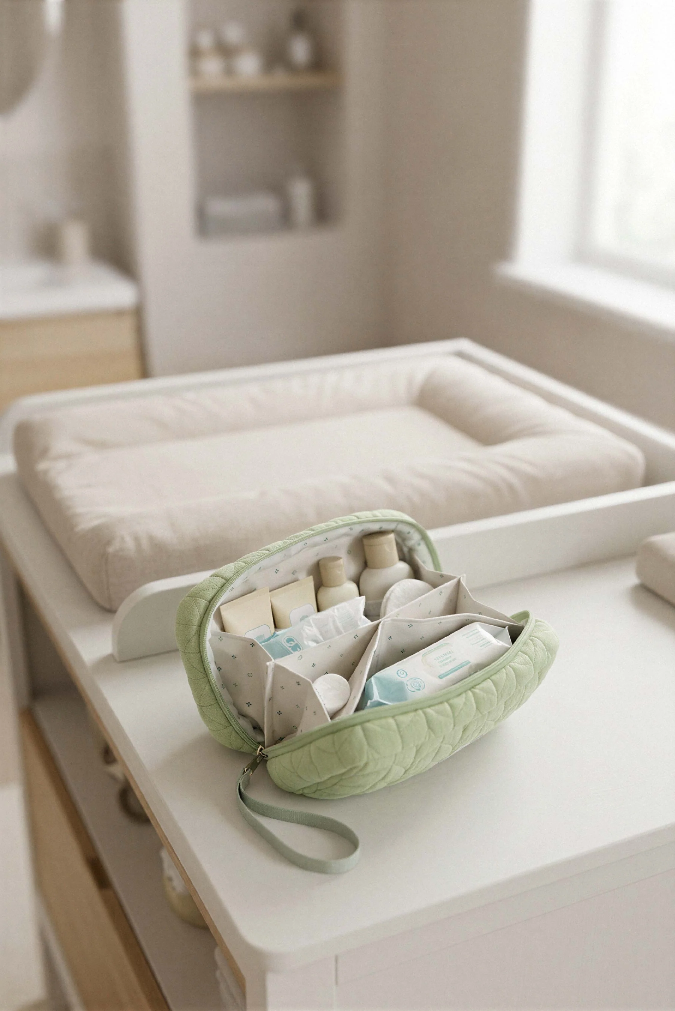 NECESSAIRE Baby Beauty case - Quilted Pale Green - Image 4